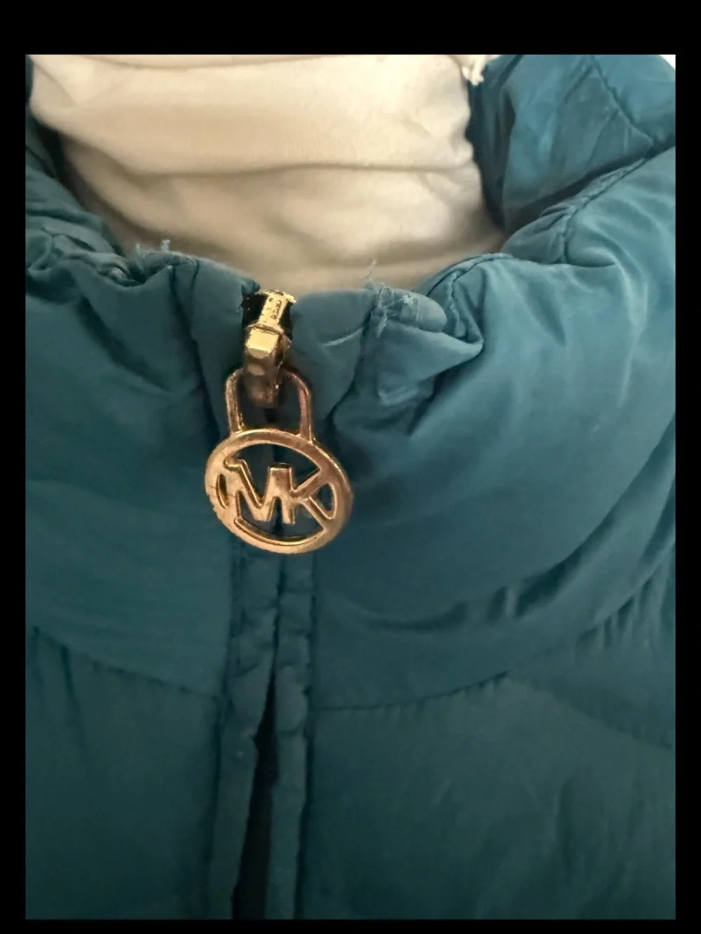 Michael Kors Teal Quilted Packable Down Puffer Hooded Jacket  Size XL